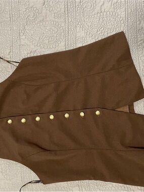 Sweet Rain Brown Button-Front Women’s Top with Gold Buttons